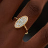 Ready to Ship - Golden Vessel Engagement Ring with Half Moon and Baguette Diamonds (size US 6.5-7.5)