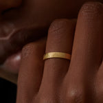 Golden Wedding Band with Linear Mountains