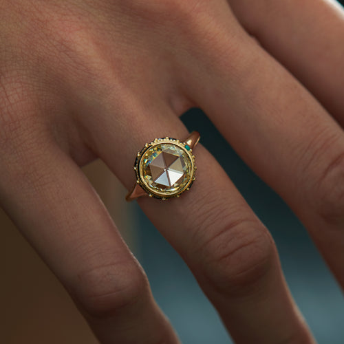 Hathi-OOAK-Rose-Cut-Diamond-Black-Diamond-Turquoise-Engagement-Ring-gold-18k