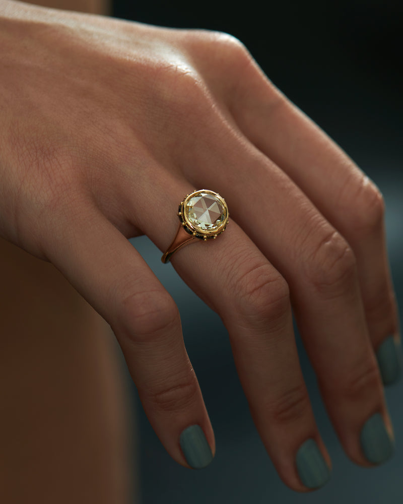 Hathi-OOAK-Rose-Cut-Diamond-Black-Diamond-Turquoise-Engagement-Ring-side-shot