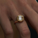 Hathi-OOAK-Rose-Cut-Diamond-Black-Diamond-Turquoise-Engagement-Ring-solid-gold