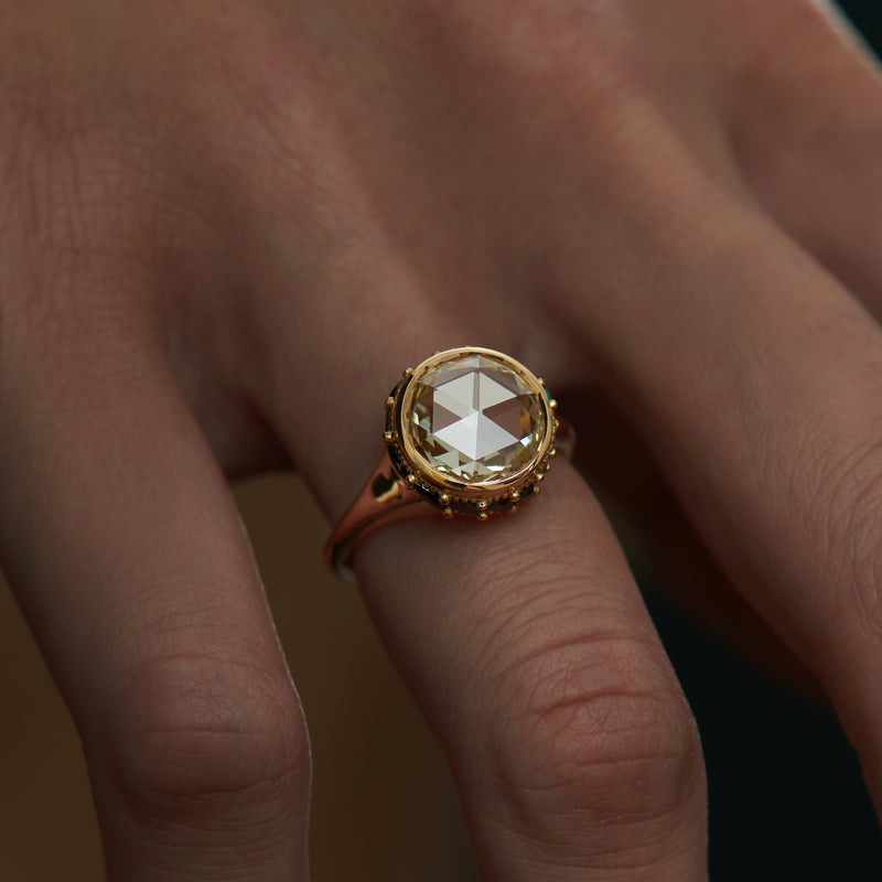 Hathi-OOAK-Rose-Cut-Diamond-Black-Diamond-Turquoise-Engagement-Ring-solid-gold