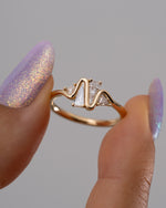 Heartbeat Engagement Ring with Diamond Triangles