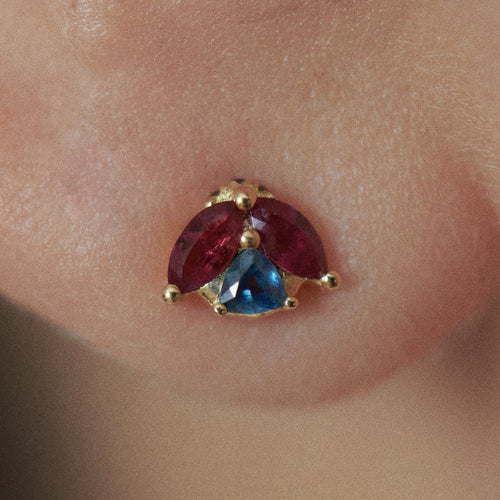 Ladybug-Ruby-Teal-Sapphire-Stud-Earrings-Closeup