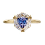 Ready to Ship - Marquise Diamond & Purple Trillion Sapphire Engagement Ring (size US 4-8)