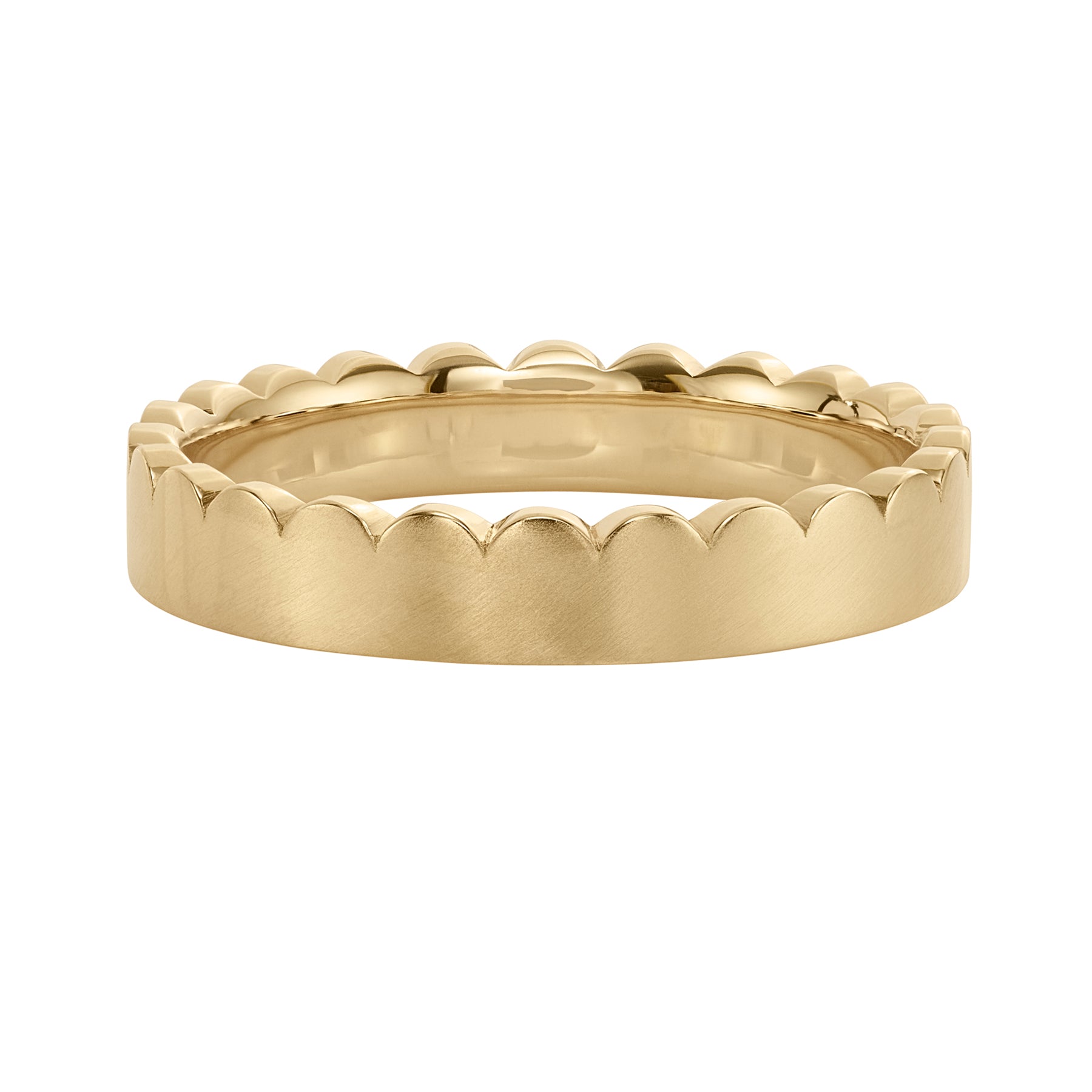 Matte Gold Scalloped Wedding Band – ARTEMER Matte Gold Scalloped Wedding Band – ARTEMER