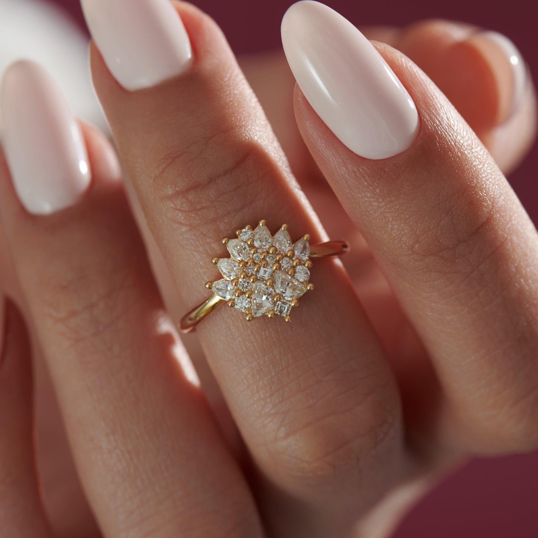 Simple engagement ring, diamond halo ring, unique black diamond ring | –  NOOI JEWELRY