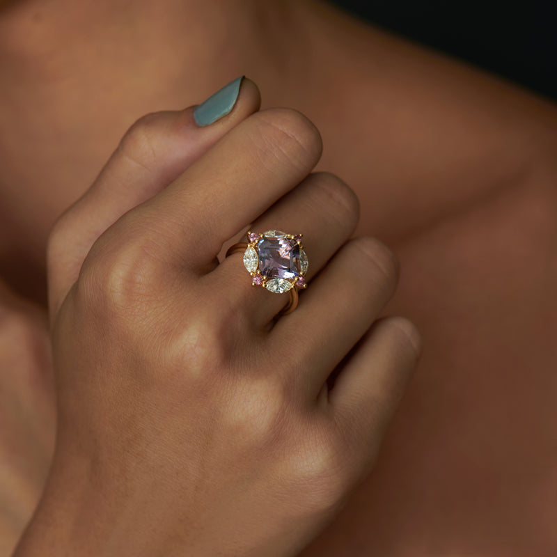 Ready to Ship - Mosaic OOAK Tanzanite Diamond & Sapphire Engagement Ring (size US 4.5-8.5)