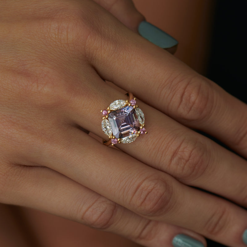 Ready to Ship - Mosaic OOAK Tanzanite Diamond & Sapphire Engagement Ring (size US 4.5-8.5)