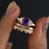 Neptune Violet Sapphire & Crescent Diamond Engagement Ring