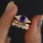 Neptune Violet Sapphire & Crescent Diamond Engagement Ring