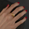 OOAK Engraved Fancy Yellow Moval Diamond Stepped Ring