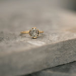 Ready to Ship - Oval Cut Salt and Pepper Diamond Engagement Ring with Baguette Frills (size US 4-8)