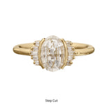 Ready to Ship - Oval Engagement Ring with Art Deco Baguette Element - 1 carat (size US 4-8)