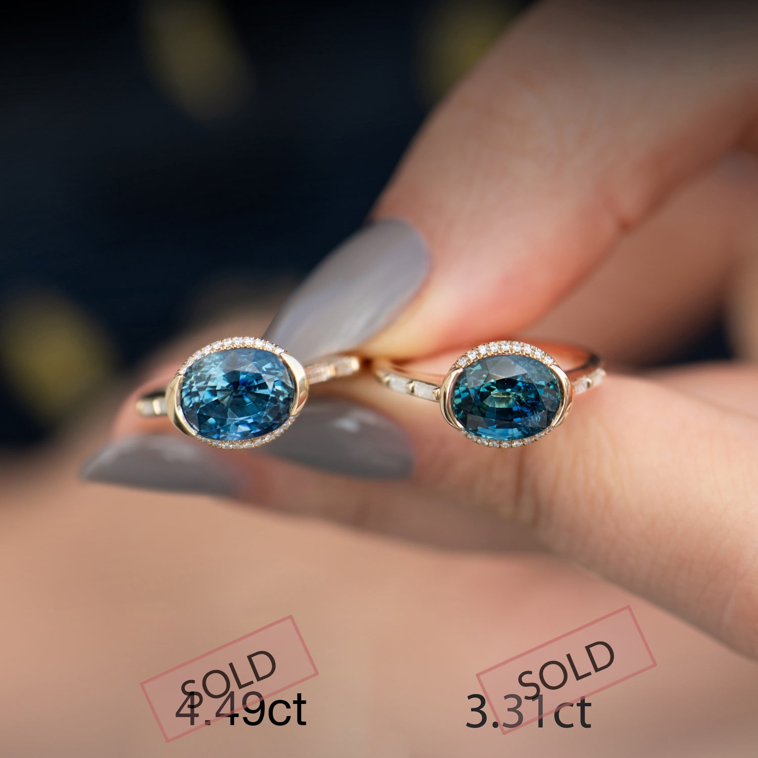 Chandelier Blue Sapphire Ring - Engagement Ring