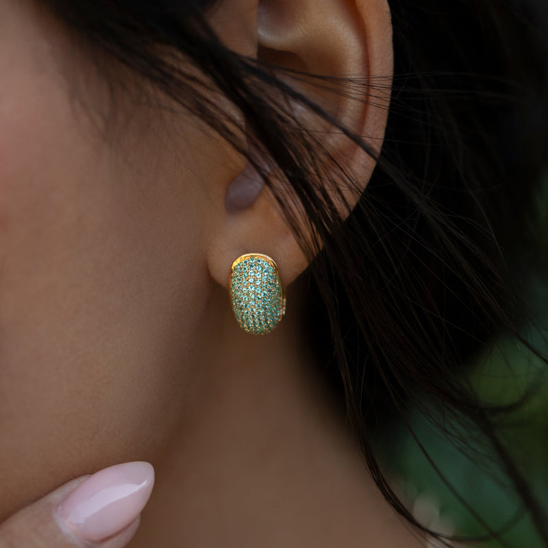 Paraiba-Tourmaline-Pave-Huggie-Earrings-Model