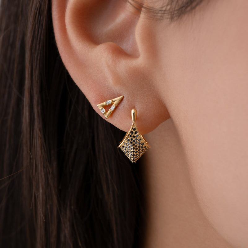 Pave-Black-Diamond-Modern-Huggie-Earrings-Triangle-Set