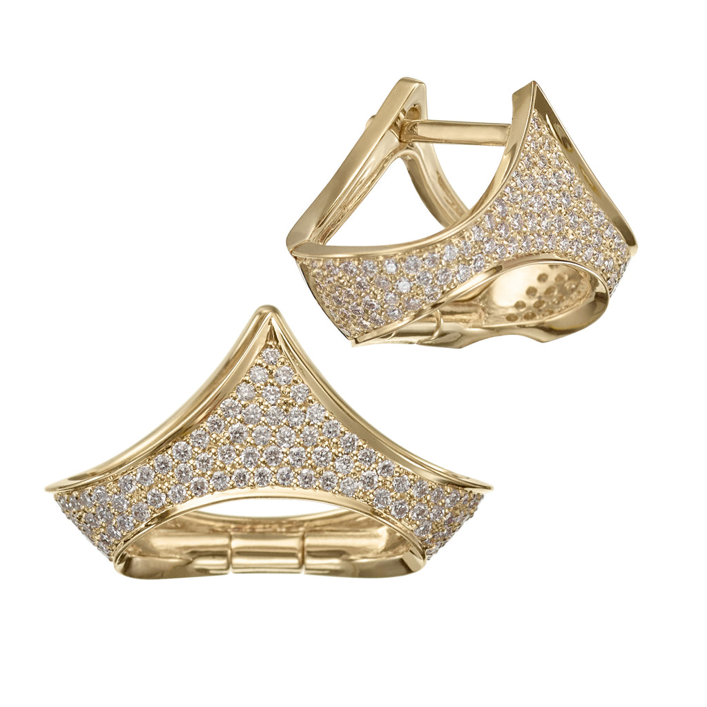 Pave Diamond Tiara Huggie Earrings – ARTEMER