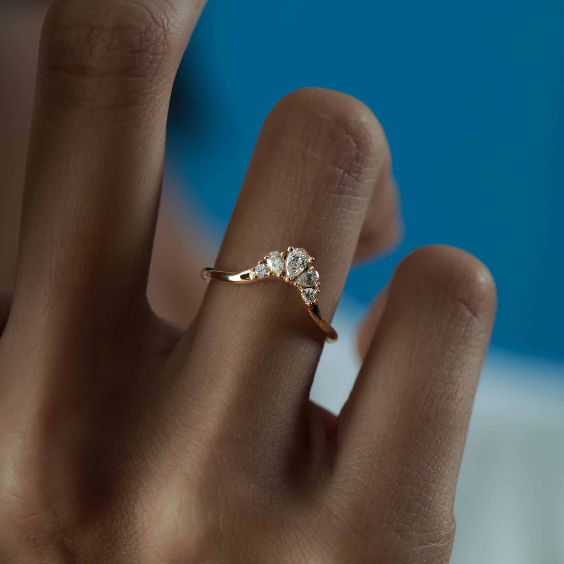 Nesting Rings Pear & Brilliant Diamond Crown Nesting Wedding Ring – ARTEMER