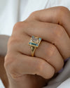 Piet-Fancy-Emerald-Cut-Diamond-Ring-with-Teal---White-Diamond-Halo-Side