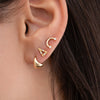 Puffy-Solid-Gold-Huggie-Earrings-Set-Arc-Triangle