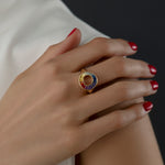 Rainbow Sapphire Baguette Sphere Ring - OOAK