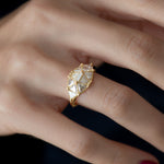 Ready to Ship - Reflective Dome Ring with Ten Triangle Cut Diamonds L  (size US 5.75-6.75)