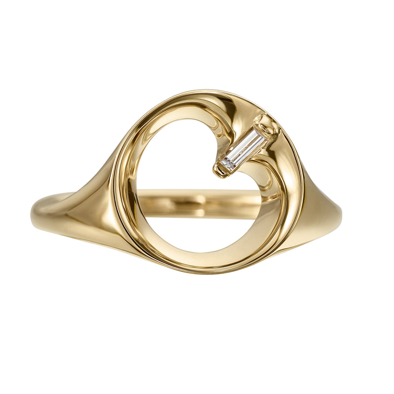 Ready to Ship - Reverie Open Circle Baguette Diamond Signet Ring (size US 4-8)