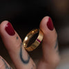 Ruby Baguette Unisex Matte Gold Wedding Band