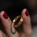 Ruby Baguette Unisex Matte Gold Wedding Band