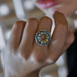  Saturn-Moons-Ring-With-Blue-Sapphire-_-White-Diamond-Baguettes-On-Hand