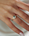 Ready to Ship - Serene Trillion Teal Sapphire and Marquise Diamond Engagement Ring (size US 4-8)