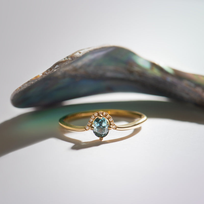 Custom Order for Floating Teal sapphire ring