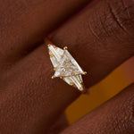 Ready to Ship - Vector Triangle & Tapered Baguette Diamond Engagement Ring (size US 4-8)