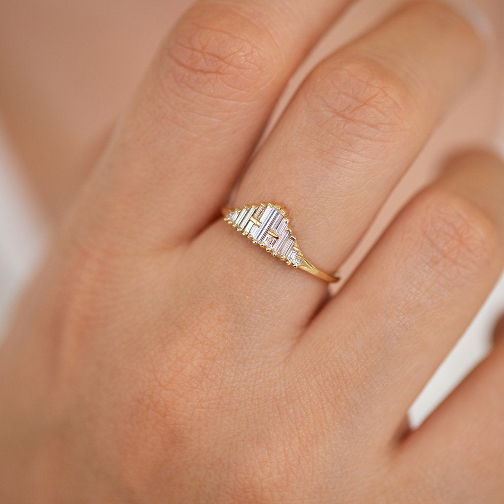 Diamond baguette cluster ring Outlet