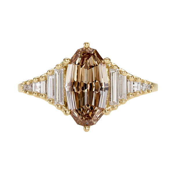 Zeppelin Fancy Color Brown Diamond Engagement Ring in Oval Step Cut ...