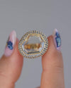 Aquarelle Portrait Cut Montana Sapphire Halo Ring