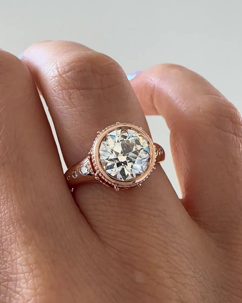 Hathi-Old-European-Cut-Diamond-&-Padparadscha-Engagement-Ring-VIDEO-2