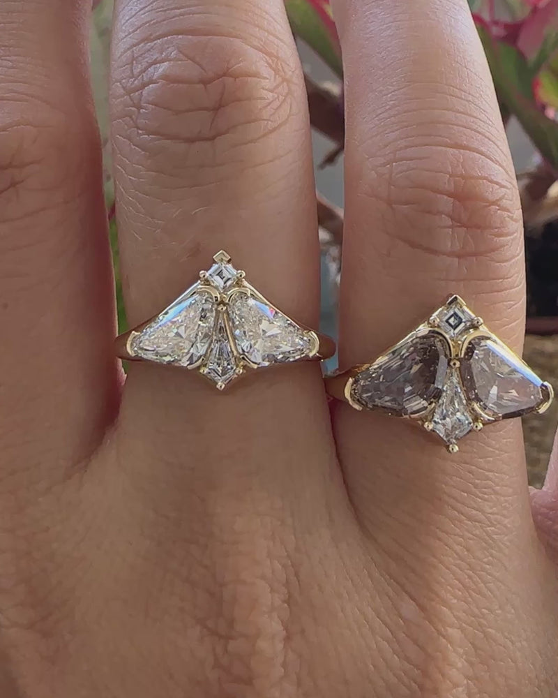 Moth-Champagne-Diamond-Engagement-Ring-with-Trillion-&-Kite-Champagne-White-VIDEO