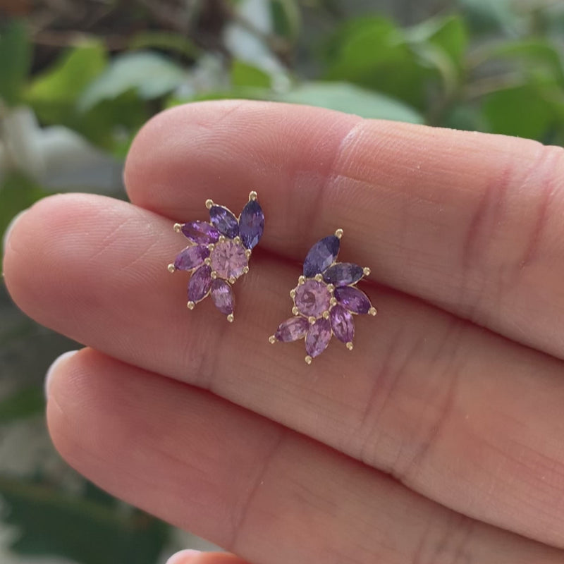 Clematis-Lilac-Sapphire-Stud-Earrings-video