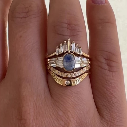 Delicate-Parti-Sapphire-Engagement-Ring-with-Tapered-Diamond-Ornaments-OOAK-VIDEO-SET