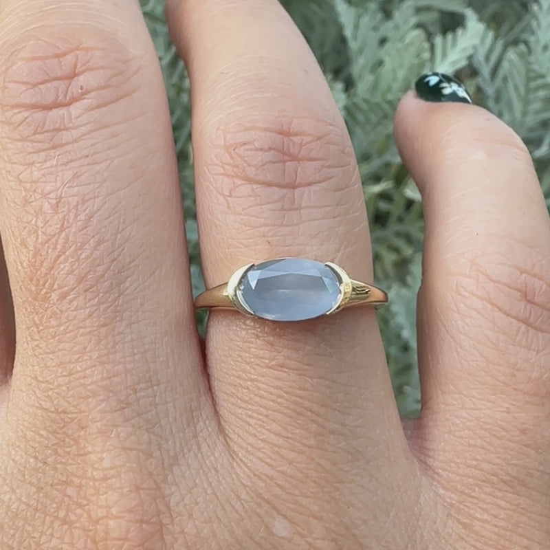 Blue-Mist-East---West-Oval-Milky-Sapphire-Ring-VIDEO