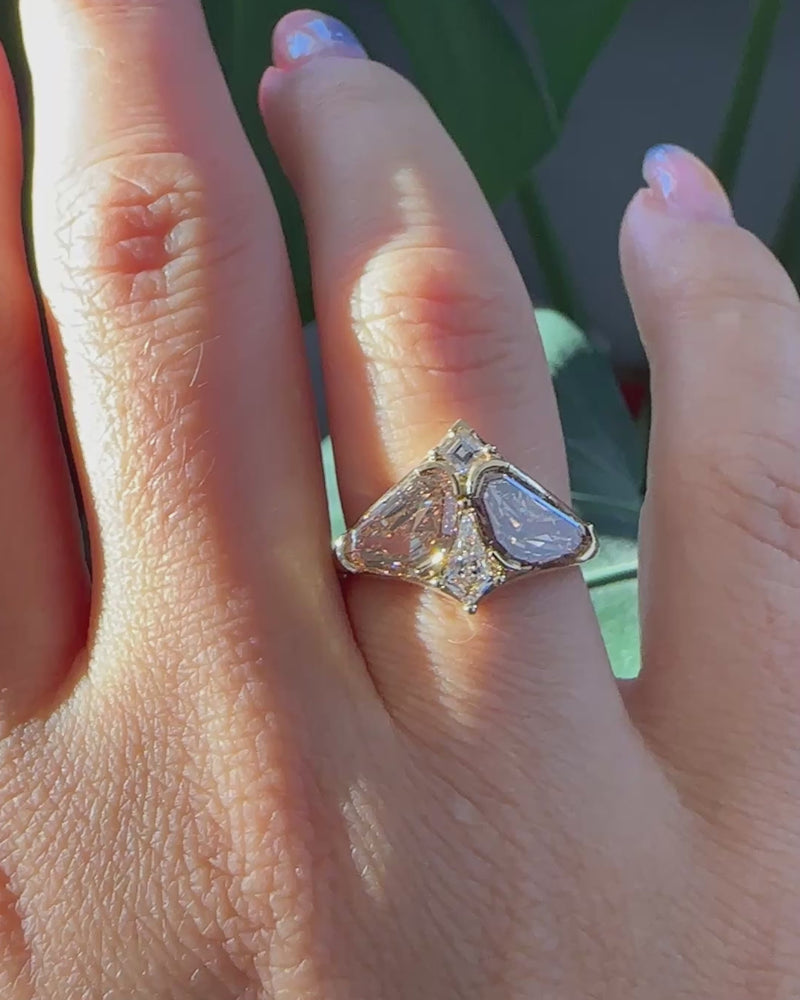 Moth-Champagne-Diamond-Engagement-Ring-with-Trillion-&-Kite-VIDEO