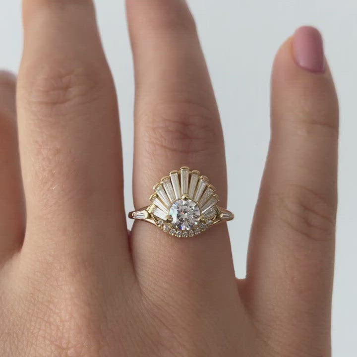 Art Deco Style Platinum Diamond + Sapphire Engagement Ring 1.74ct cent – A.  Brandt + Son