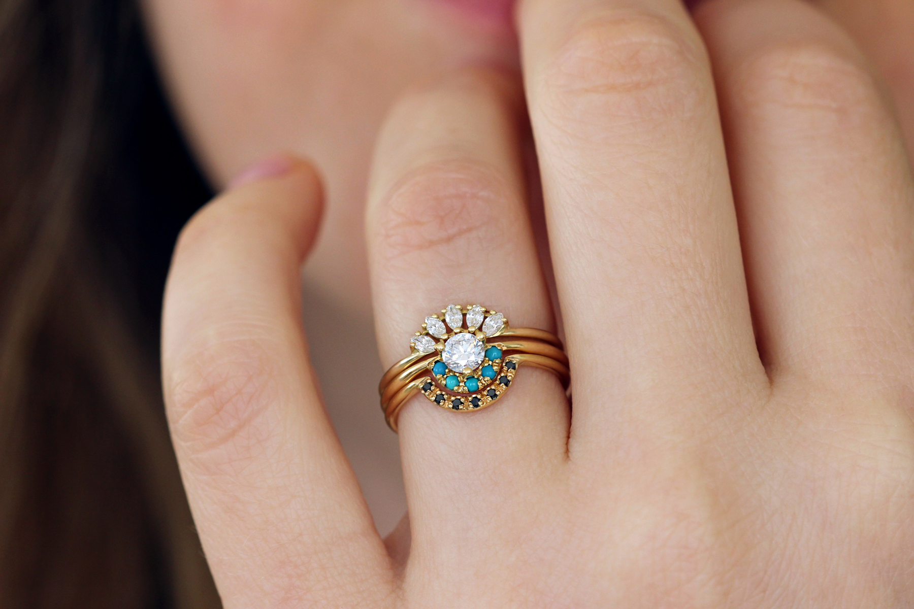 Wedding bands to 2025 go with marquise solitaire