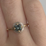 Diamond-Sphere -Ring-with-Asscher-Cut-Teal-Sapphire-OOAK