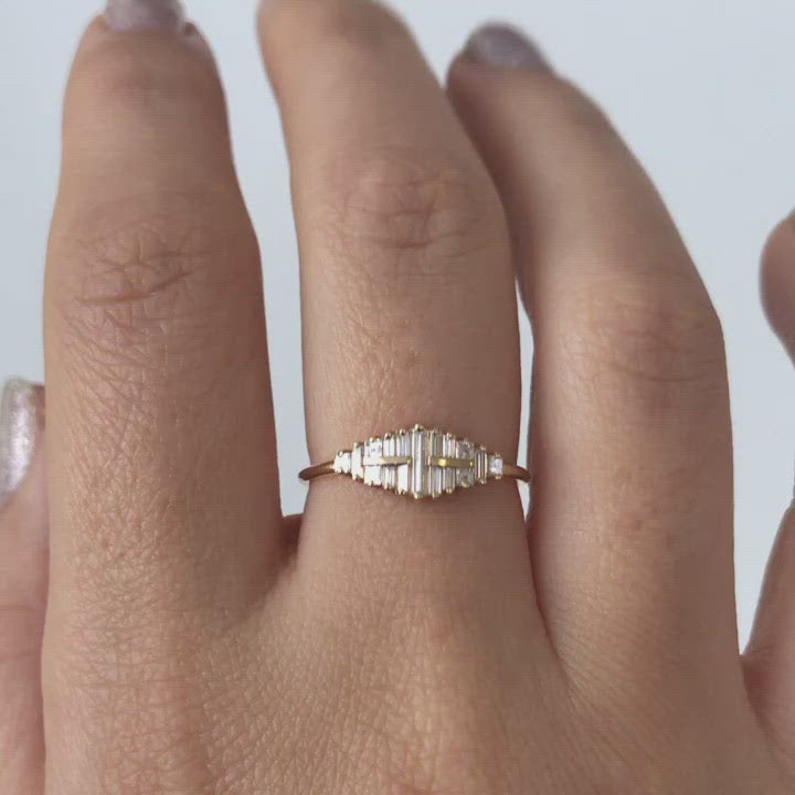 Baguette-Cut-Cluster-Diamond-Ring-Unique-Engagement-Ring-video