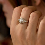 Sun & Star Engagement Ring with Crescent Fancy Color Diamond - OOAK3