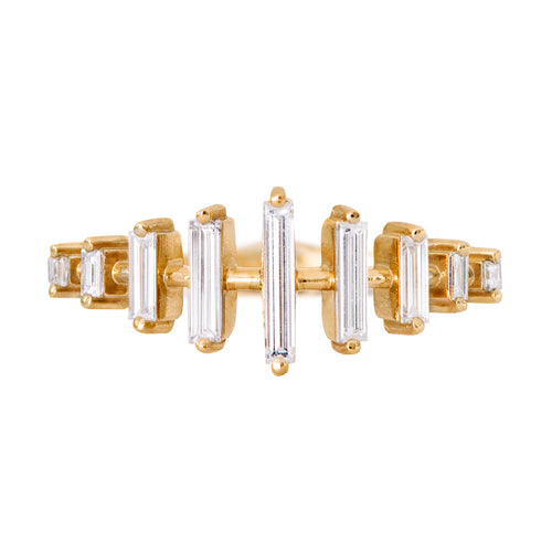 Spaced Needle Baguette Diamond Ring