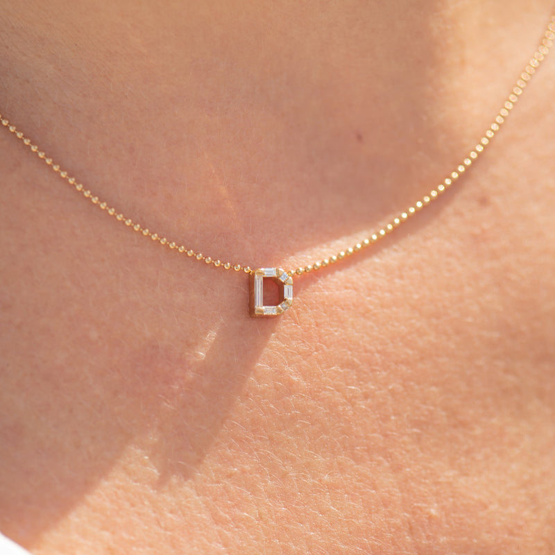 Ready to Ship - Personalized Initial Necklace with Baguette Diamonds